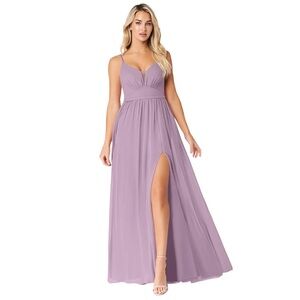 Azazie Rayna Purple A-Line V-Neck Chiffon Dress Size A18 / 14 Prom Wedding Glam